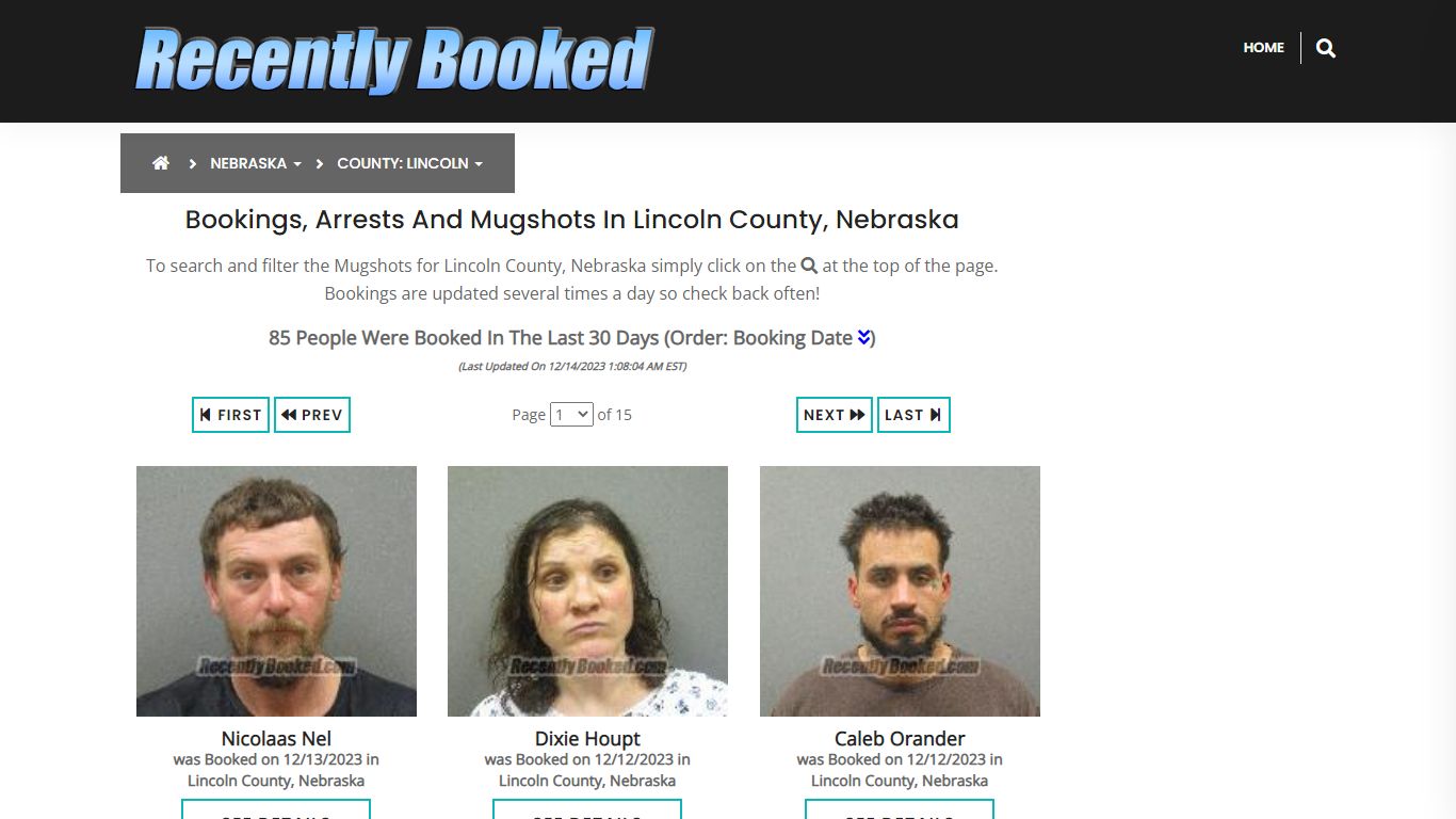 Bookings, Arrests and Mugshots in Lincoln County, Nebraska